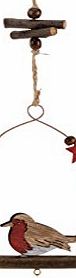 Really Nice Garden Bird - Hanging Christmas ROBIN - Traditional Retro Shabby Chic Wooden Tree Decoration / Mini Wall Plaque
