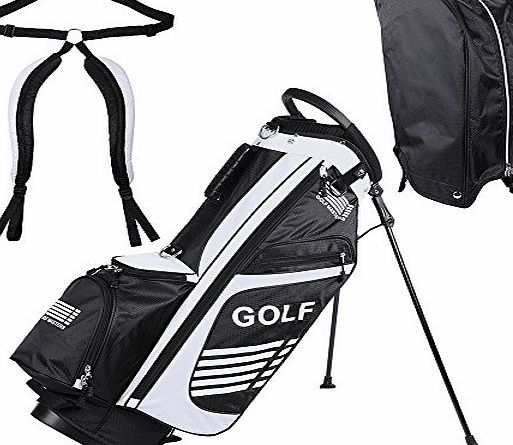 ReaseJoy 13 Golf Club Stand/Carry Bag 14-Way Divider 600D Nylon White 5lbs 16.5``x11``x35.4``