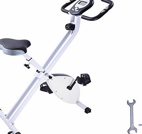 ReaseJoy Foldable Magnetic Home Exercise X Bike White Folding Fitness Cycling Machine with LCD Display