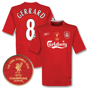 Reebok 04-06 Liverpool Home Shirt   CL Final Transfer   CL Patch   Gerrard 8