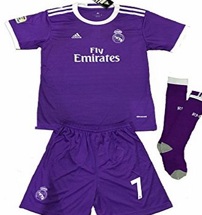 Replica REAL MADRID 2016/2017 KIDS KITS WITH FAMOUS PLAYER NAME AND NUMBER (AWAY RONALDO 7, (26) 10-11)