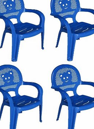Resol Childrens Kids Garden Outdoor Plastic Chair - Blue - Childs Furniture (Pack of 4 chairs)