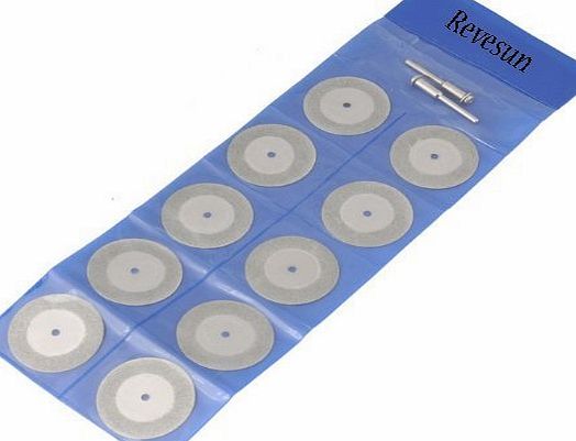Revesun 10 Pcs Diamond Cutting Discs Drill Bit For Rotary Tool Dremel Stone Blade 50mm