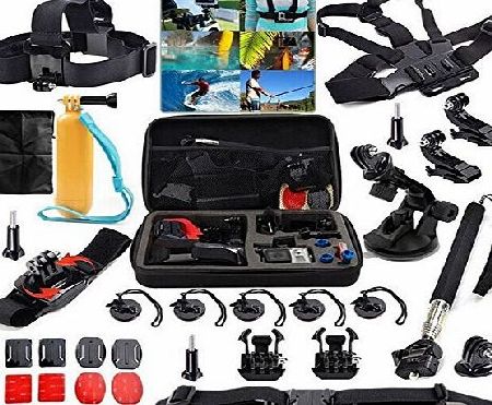 Revesun 31-in-1 Accessories Kit Bundle Combo for GoPro Hero 4/3 /3/ 2/1 Digital Cameras Accessory Kits Set in Cycling Bike Parachuting Swimming Rowing Surfing Skiing Climbing Running Outdoor Sports