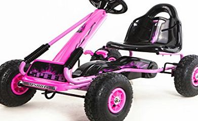 Ricco Kids Pedal Go-Kart Ride On Rubber Wheels Sports Racing Toy Trike Car RICCO PB9788A (PINK)