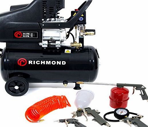 Richmoor 24L Air Compressor amp; Tool Kit - 9.6 CFM, 2.5 HP, 1.5 KW, 230V, 24L, 115 PSI