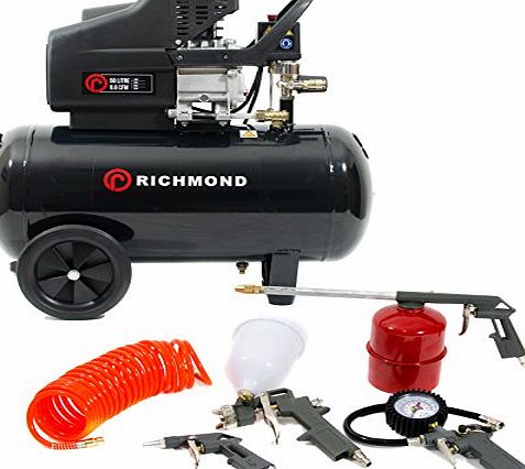 Richmoor 50L Air Compressor amp; Tool Kit - 9.6 CFM, 2.5 HP, 1.5 KW, 230V, 50L, 115 PSI