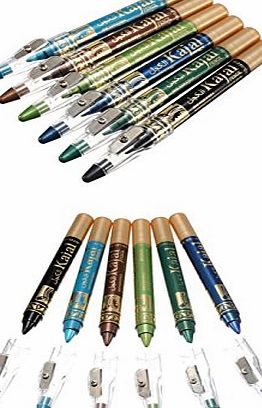 Richy Shiny Makeup Eye Shadow Pencil with Sharpener 6 Colors / Set Eyeliner Make up Eyeshadow Cosmetics Pen Eyes,