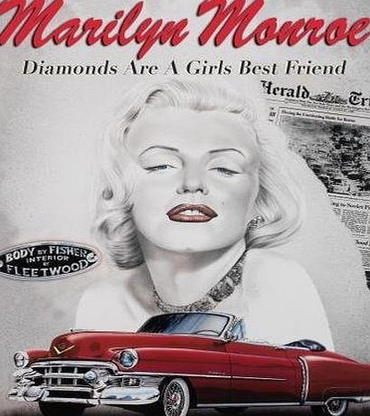 RKO Marilyn Monroe, Diamonds are a Girls Best Friend. Black amp; white portrait and red caddy. Icon of silver screen, movies and Hollywood. For home, cinema, pub, bar, restuarant, dinner. Fridge Magnet