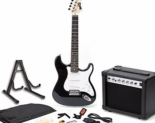 Rockjam  Full Size Electric Guitar Superkit with Amp, Strings, Tuner, Strap, Case and Cable - Black