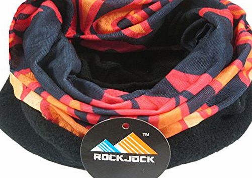 RockJock Multifunctional snood for men. Scarf, hat, neck warmer, hood, balaclava with fleece section (Black amp; Orange Flame)
