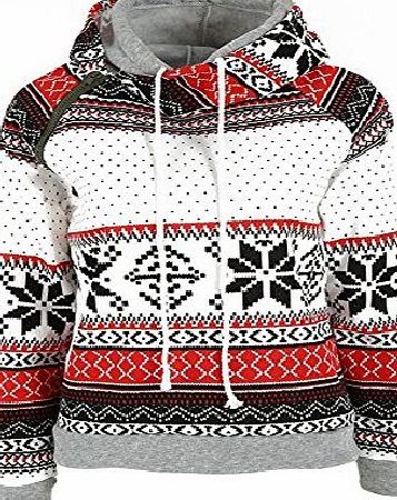 romantic bear  Womens Teen Girls Long Sleeve Hoodie Christmas Jumper Top Snowflake Sweater Sweatshirt Pullover (XL(UK 20), White-2)