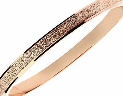 Rose Jewellery Genuine Rose jewellery Classical 18ct Real Rose Gold Plated Frosted Bangle Bracelet (Rose Gold)