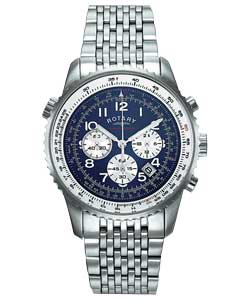 rotary Gents Chronograph Blue Dial Stainless Steel Bracelet