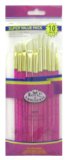 Royal & Langnickel 10 White Bristle Flat and Round Brushes