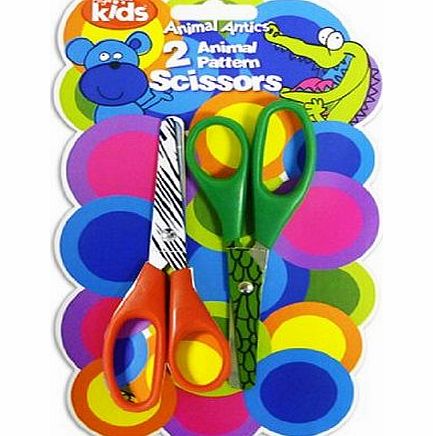 Royle ``Animal Antics`` Pack of 2 Childrens Craft Scissors with Animal Patterns