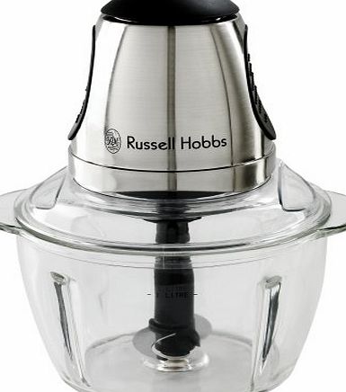 Russell Hobbs 14568 Mini Food Processor with Glass Chopping Bowl, 90 W - Silver