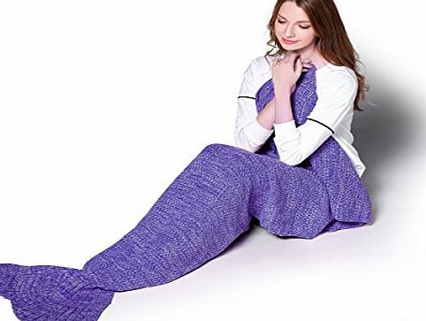 S-D Knitting Pattern Mermaid Tail Blanket by S-D, with Scales Pattern Sleeping Bag Air Conditioning Blanket Slumber Bag (76.8*37.4, Purple)
