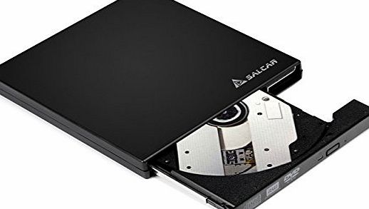 Salcar - External CD/DVD Burner USB 2.0 CD/ DVD RW Re writer SuperDrive for Notebook/ PC with Windows amp; Mac OS System for Apple Macbook Lenovo Acer Asus
