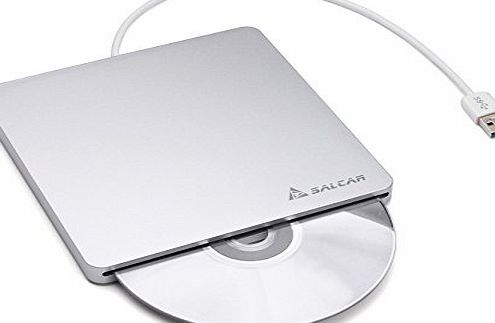 Salcar - USB 3.0 External Slot In DVD RW Burner DVD CD SuperDrive for Apple MD564ZM/A MacBook Air MacBook Pro MacBook Retina iMac Portable CD / DVD Writer amp; Read - Silver