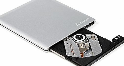 Salcar USB 3.0 DVD Drive Ultra slim Aluminum External DVD Burner,CD Burner Multi DVD /-RW for use with any Notebook/PC running Windows amp; Mac OS for Apple Macbook Pro, Macbook Air, iMac -silver