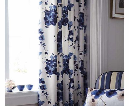 Mandarin Flowers Pair of Lined Curtains