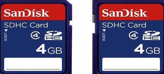 SanDisk SDSDB2-004G-B35 4 GB Class 4 SDHC Memory Card - Blue, Pack of 2