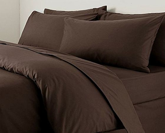 Sapphire collection Plain Duvet Cover With Pillow Case Non Iron Percale Quilt Cover Bedding Bedroom Set (Single, Chocolate)