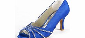 SATIN Stiletto Heel Pumps Womens Shoes Blue