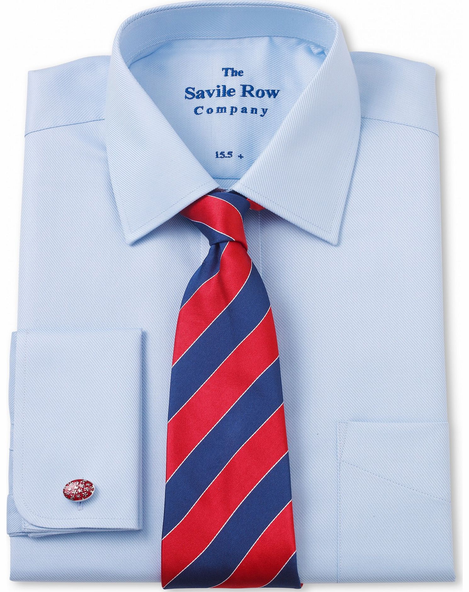 Savile Row Company Blue Twill Windsor Collar Classic Fit Shirt 18``