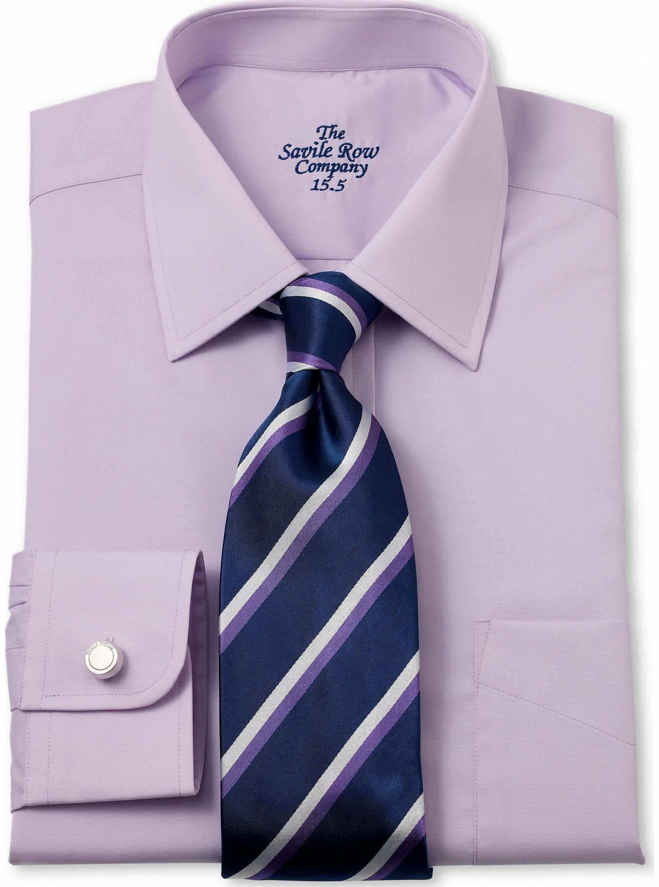 Savile Row Company Lilac Poplin Classic Fit Shirt 16 1/2`` Standard