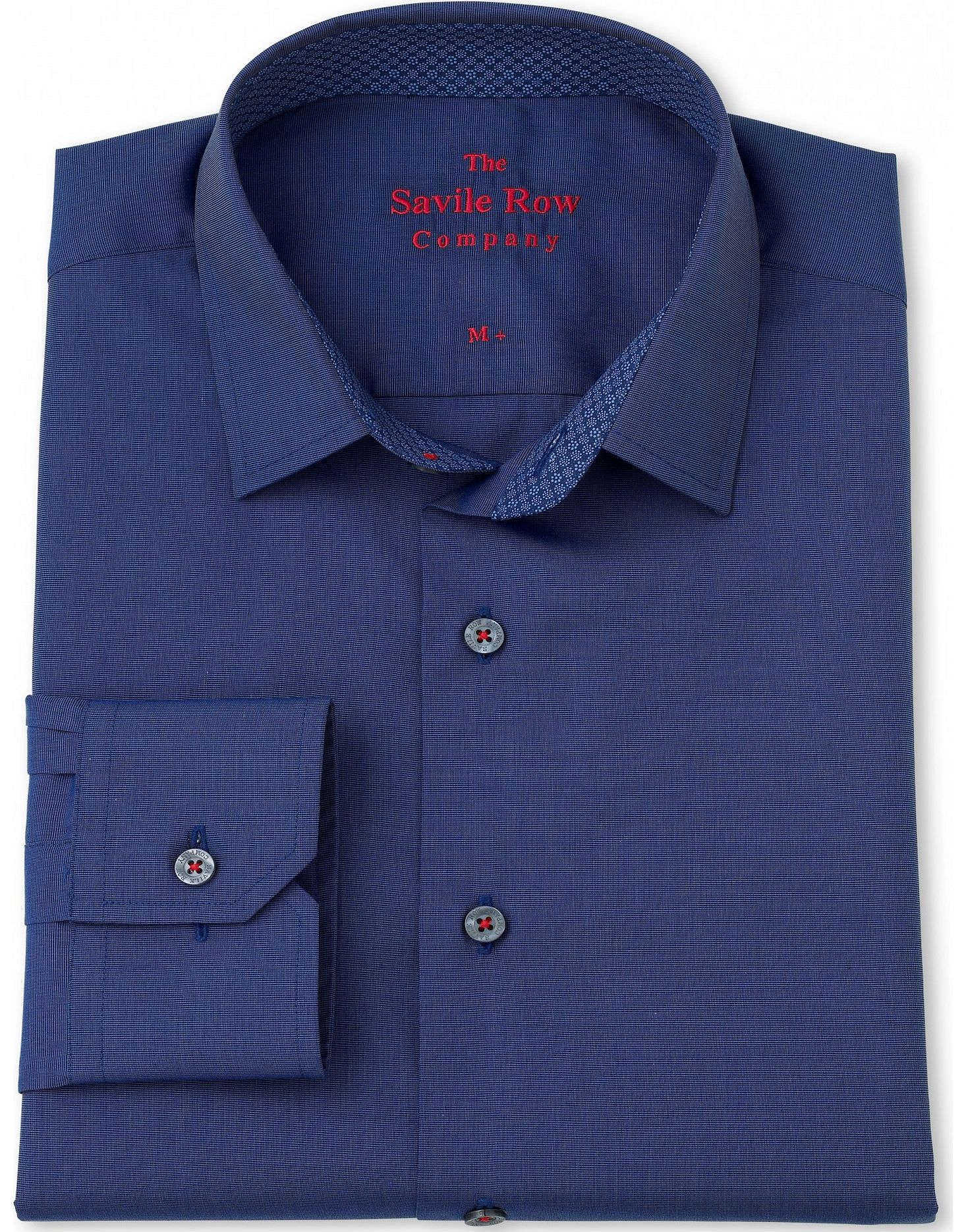 Savile Row Company Navy End on End Extra Slim Fit Shirt 16``