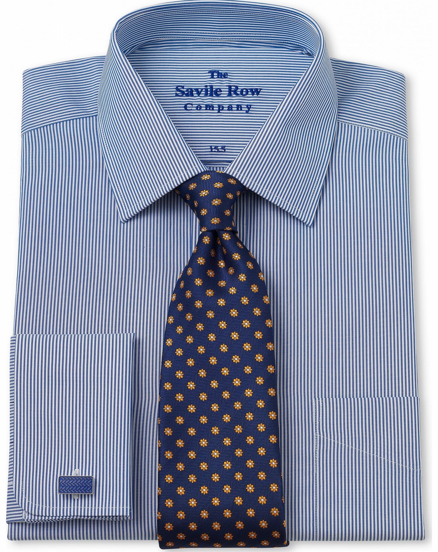 Savile Row Company Navy Fine Stripe Classic Fit Shirt 15`` Standard