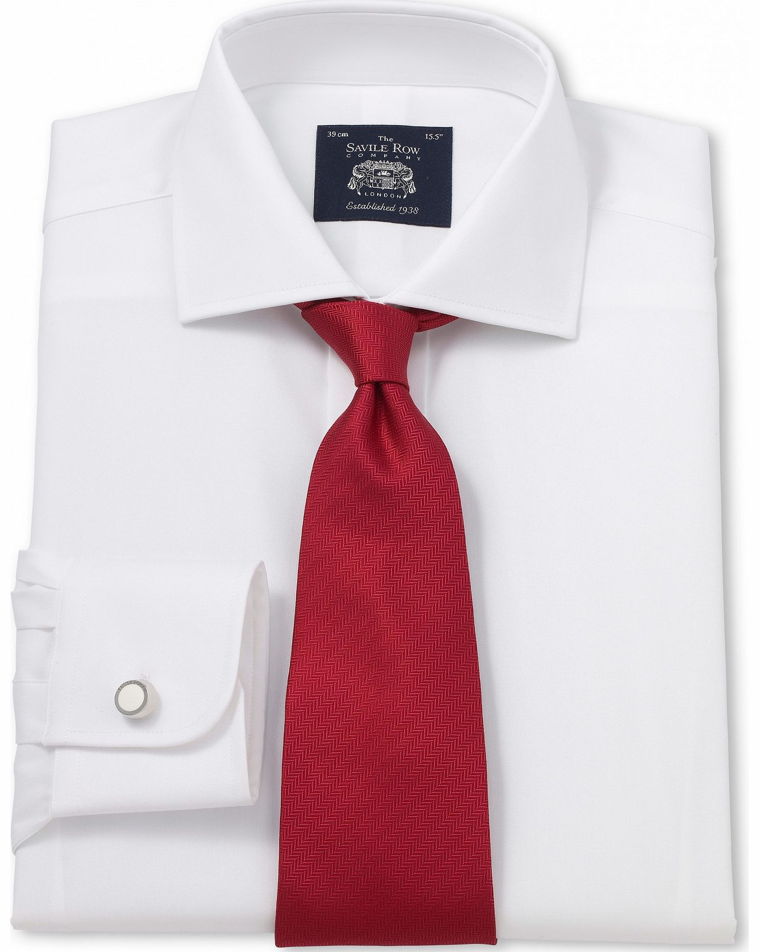 Savile Row Company White Poplin Non Iron Slim Fit Shirt 17`` Single