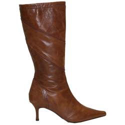 Schuh Female Eric Crimp Panel Calf Leather Upper in Brown