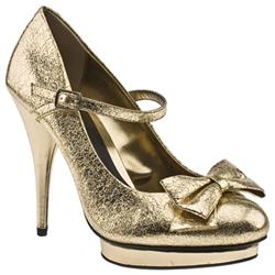 Female Sweetie Bow Bar Court Manmade Upper Evening in Gold