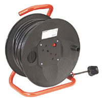 Sealey Cable Reel 50mtr 2 x 240V Heavy-Duty Thermal Trip