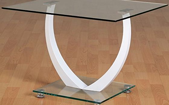 Seconique Henley Lamp Table - Clear Glass/White