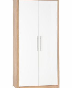 Seconique Seville 2 Door Wardrobe in Light Oak Veneer/White