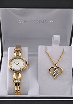Sekonda Womens Quartz Watch with Mother of Pearl Dial Analogue Display and Gold Alloy Bracelet 4490G.49