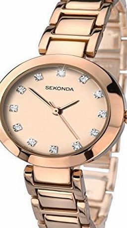 Sekonda Womens Quartz Watch with Rose Gold Dial Analogue Display and Rose Gold Alloy Bracelet 2066.27