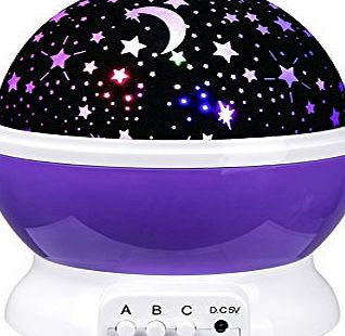 Senweit Constellation Romantic Colourful Night Light 360 Degree Rotating Star Sky Moon Lamp Projector 3 Modes For Baby kids Nursery Bedroom Great Christmas Gift(Purple)