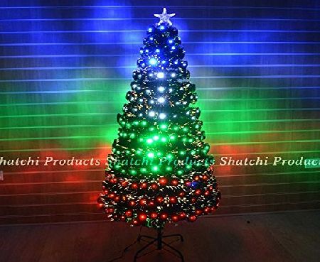 Shatchi 4ft 120cm LED Fibre Optic Christmas Tree Multi Colour Changing with Various Effects Xmas Decoration