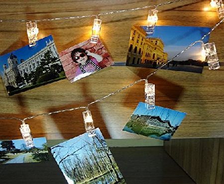 SHHE Photo Clip String Lights 5M 40 LED 2 Modes Battery Operated Peg Fairy Lights for Hanging Pictures Indoor Outdoor Decoration