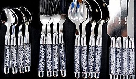 Shine 16PC PALERMO CUTLERY SET STAINLESS STEEL WITH CRYSTAL HANDLES SPOON KNIFE FORK
