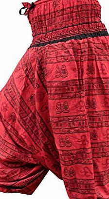 SHOPOHOLIC FASHION  Om Print Loose fit Harem Trouser,Great Comfort Yoga Pants,Hippy (Red)