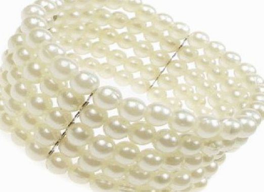 Shropshire Supplies 5 Row Stretch Pearl Bead Corsage Cuff Bracelet New