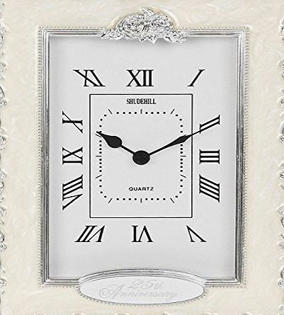 Shudehill Giftware Clocks - 25th Anniversary Silver Wedding Celebration Quartz Table Clock