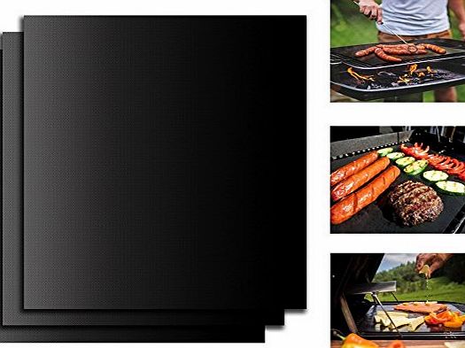 SHUI SHANG SI CHOU BBQ Grill Mats - Set of 3 (16 x 13 Inch) Durable, Non-Stick, Heat Resistant and Dishwasher Safe ,Use on Gas, Charcoal, Electric BBQ Grills
