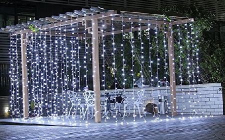 Signstek 3Mx3M 300LED Fairy String Curtain Lights for Home Garden Hotel Wedding Party Holiday Decor UK plug(White)